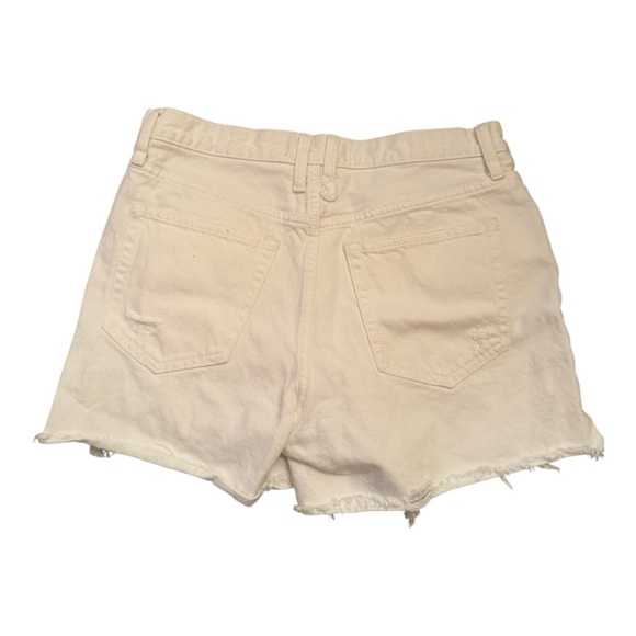 Free People White/Cream Denim Distressed Cut off Shorts - Picture 4 of 4